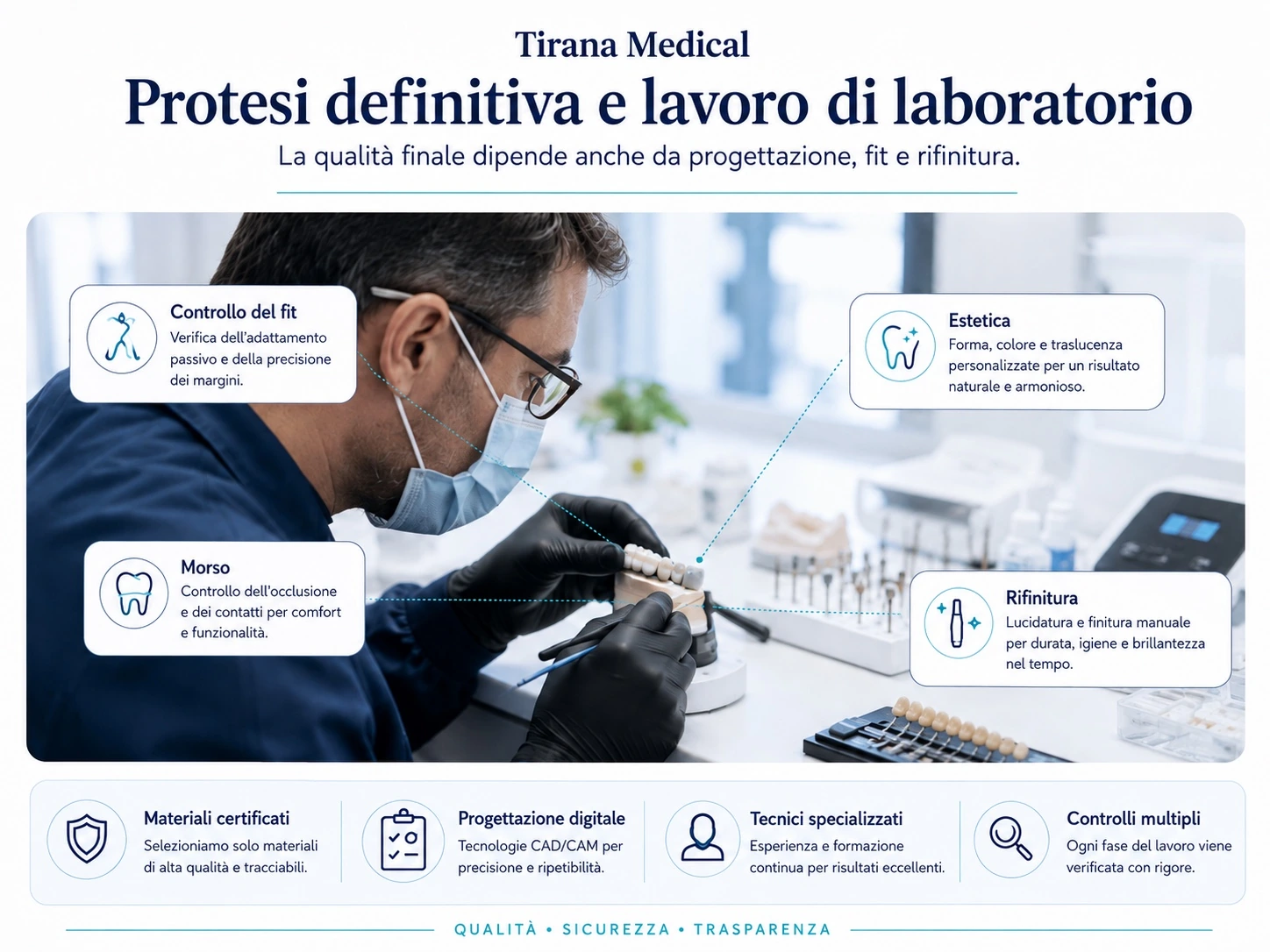 Protesi definitiva e lavoro di laboratorio: controllo del fit, del morso, dell’estetica e della rifinitura